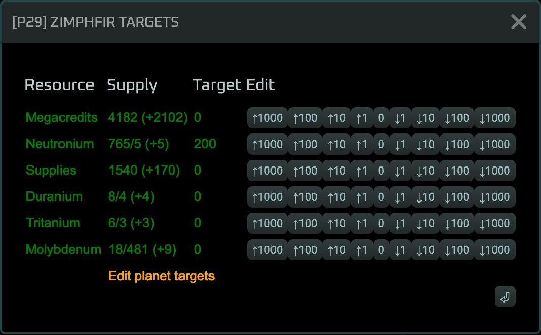 Edit Targets For Planet